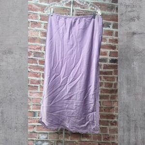 Wild Fable Satin Pink Midi Skirt medium Lace Trim High Rise Slim Fit Mauve